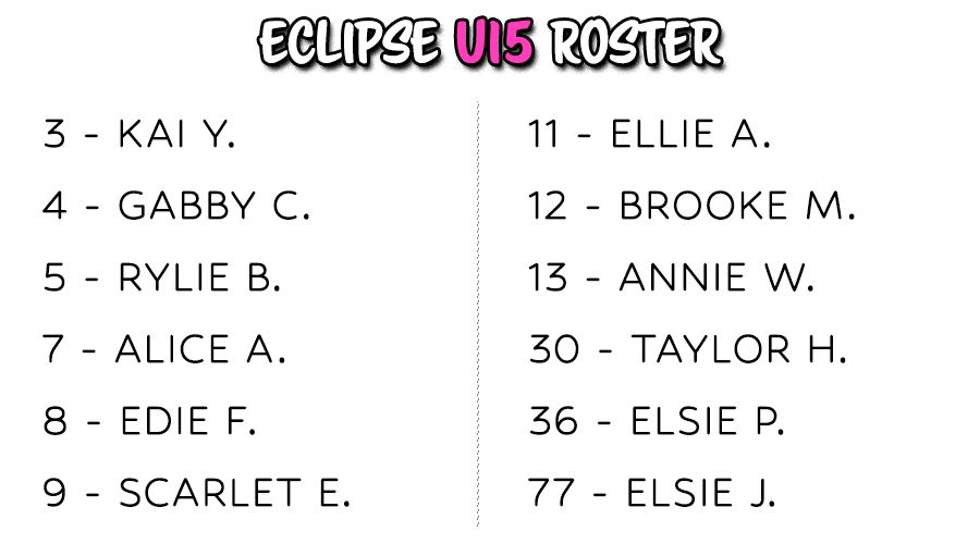 U15 Team Roster
